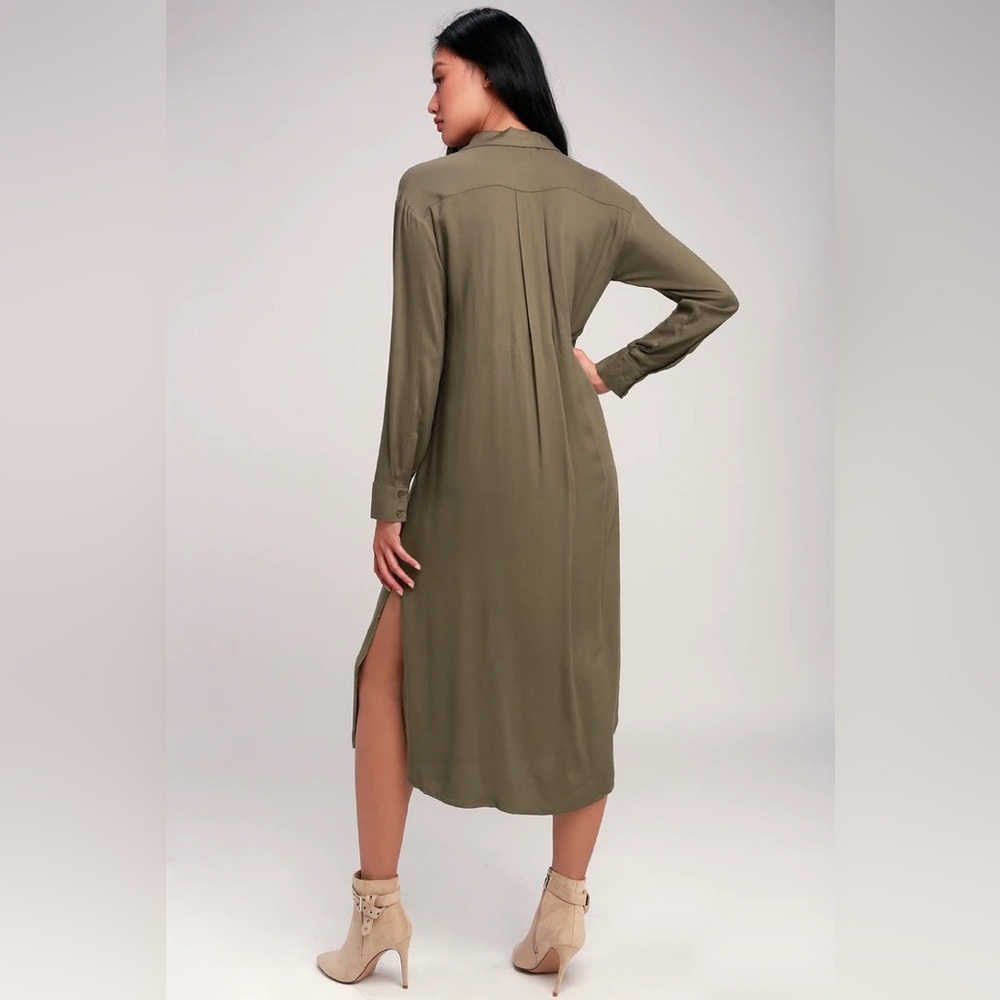 Lulu’s Everyday Chic Olive Green Long Sleeve Midi Shirt
Dress Sz-S